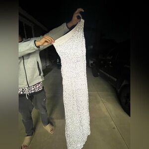 Elegant White and Black Patterned Dress